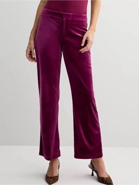 Nine West Velour Wide-Leg Pants in Berry